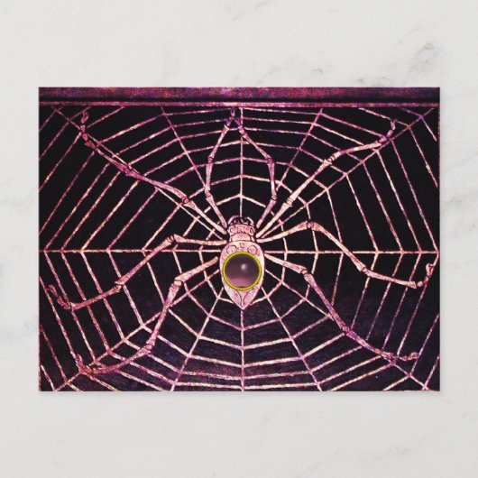 SPIDER en WEB roze Paarse Amethyst zwart Briefkaart (Voorkant)