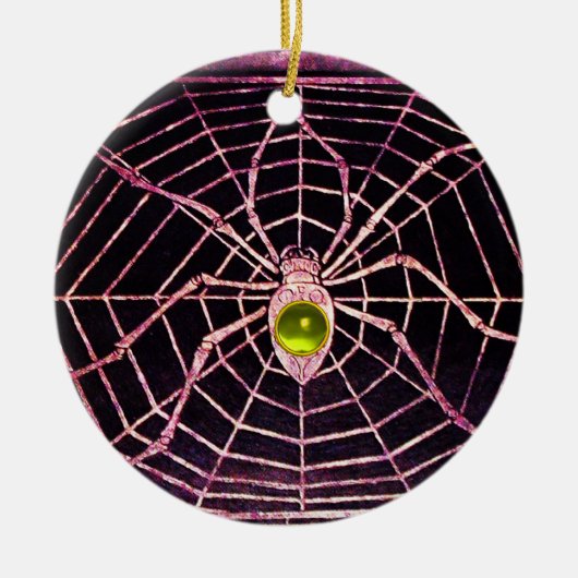 SPIDER en WEB Yellow Topaz Black Keramisch Ornament (Voorkant)
