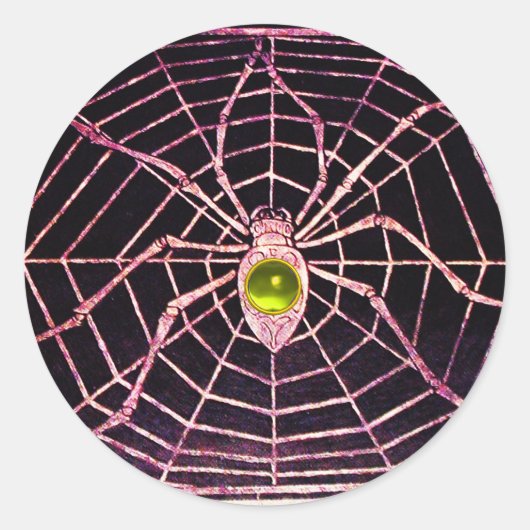 SPIDER en WEB Yellow Topaz Black Ronde Sticker (Voorkant)