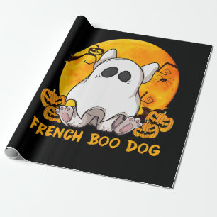 Spider Gift Franse Boo Bulldog met pompoenspin Cadeaupapier