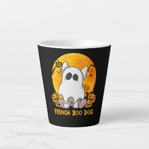 Spider Gift Franse Boo Bulldog met pompoenspin Latte Mok
