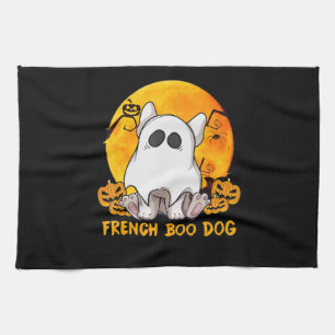 Spider Gift Franse Boo Bulldog met pompoenspin Theedoek