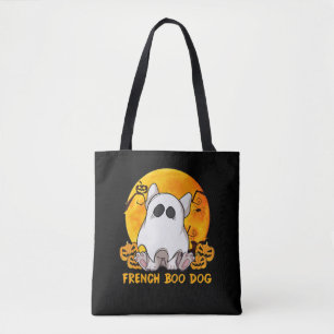 Spider Gift Franse Boo Bulldog met pompoenspin Tote Bag