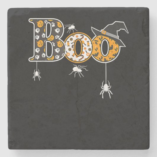 Spider Gift | Halloween Boo Spider Stenen Onderzetter (Voorkant)