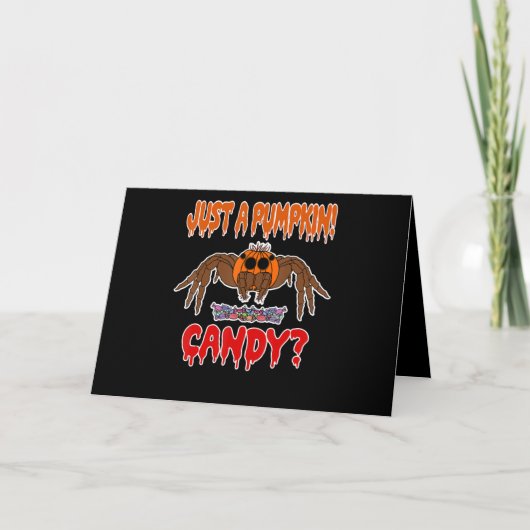 Spider Gift | Spider With Pumpkin in Head Offering Kaart (Voorkant)