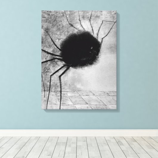 Spider glimlachen door Odilon Redon,  Halloween Canvas Afdruk (Insitu (Houten vloer))