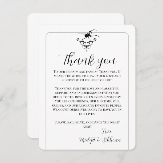 Spider Gothic Wedding Bedankt dat je Kaart ontvang (Voorkant / Achterkant)