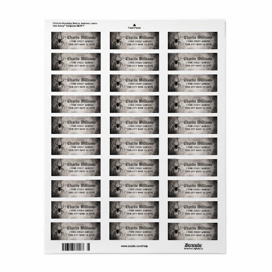 Spider gritty grunge Halloween return address Etiket (Full Sheet)