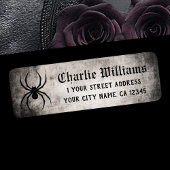 Spider gritty grunge Halloween return address Etiket