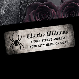 Spider gritty grunge Halloween return address Etiket