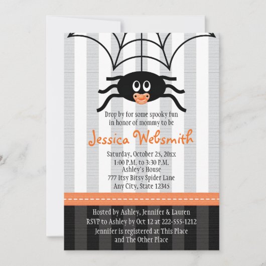 Spider Halloween Baby Shower Invitaties Kaart (Voorkant)