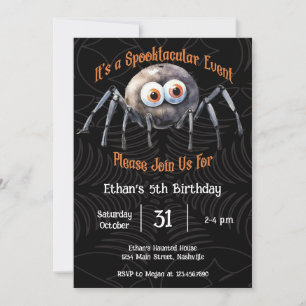 Spider Halloween Birthday Party Kaart