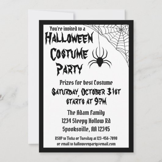 Spider Halloween Costume Party Kaart (Voorkant)
