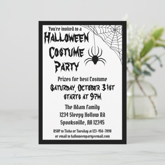 Spider Halloween Costume Party Kaart (Staand voorkant)