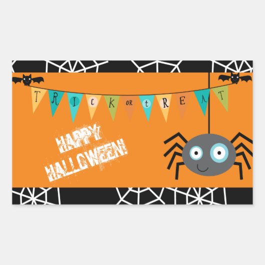 Spider Halloween Kinder Rechthoekige Sticker (Voorkant)