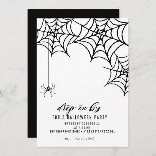SPIDER HALLOWEEN PARTIJINVITATIE KAART (Voorkant / Achterkant)