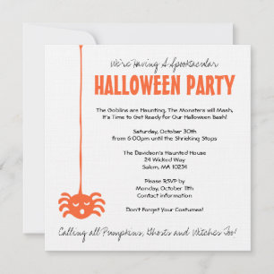Spider Halloween Party nodigt uit met Sinaasappel Kaart