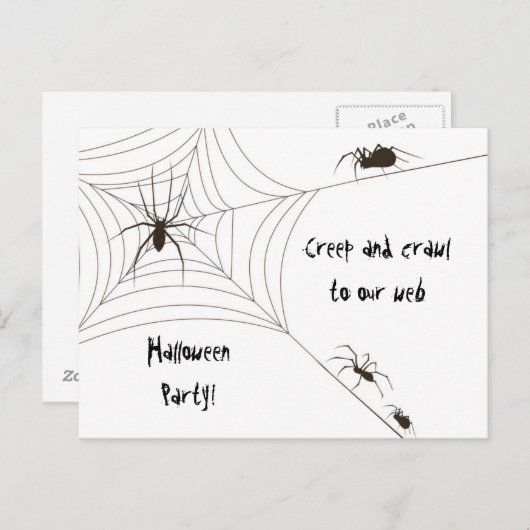 Spider Halloween Party Uitnodiging Briefkaart (Voorkant / Achterkant)