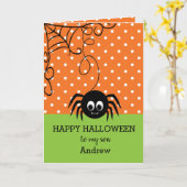 Spider Halloween Son Kaart (Gele Bloem)