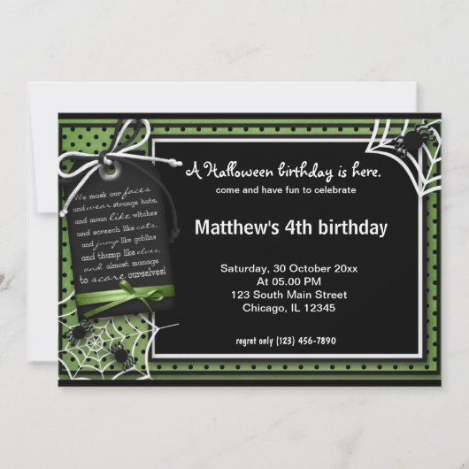 Spider Halloween Verjaardag Kaart (Voorkant)