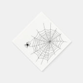Spider Hanging On Spider Web Line Art Halloween Servet (Hoek)