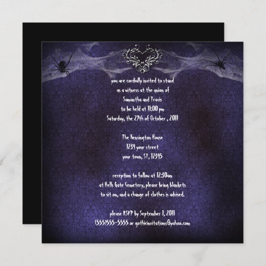 Spider Heart Gothic Vampire Uitnodiging (Voorkant / Achterkant)