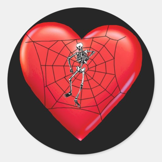 Spider Heart Ronde Sticker (Voorkant)