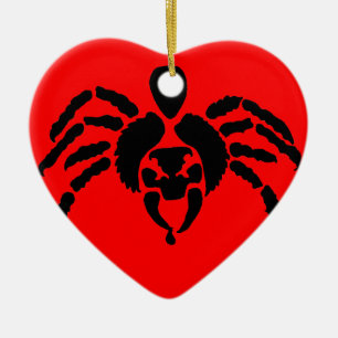 Spider in rood keramisch ornament