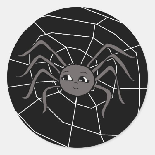 Spider in Web Halloween Ronde Sticker (Voorkant)