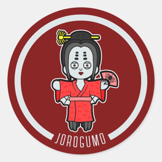 Spider Lady Jorogumo | Japanese Yokai Ronde Sticker (Voorkant)