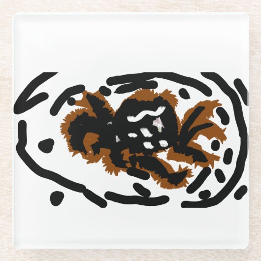 Spider Latte love Glazen Onderzetter (Voorkant)