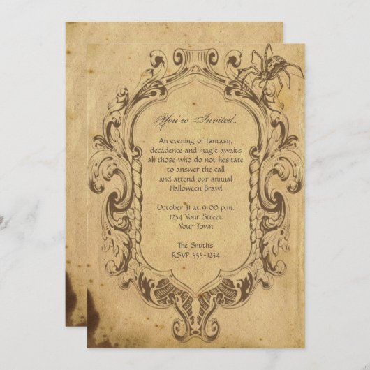  Spider Lijst Halloween Party Kaart (Voorkant / Achterkant)