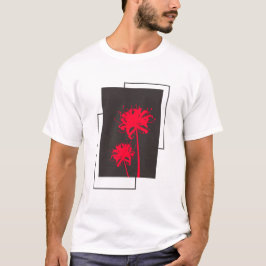 Spider Lily Flower Design Monchroom T-shirt