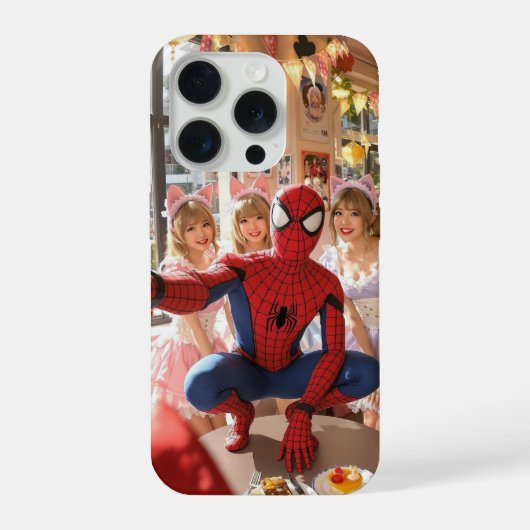 Spider-man takes a selfie with cute japanese maids iPhone hoesje (Achterkant)