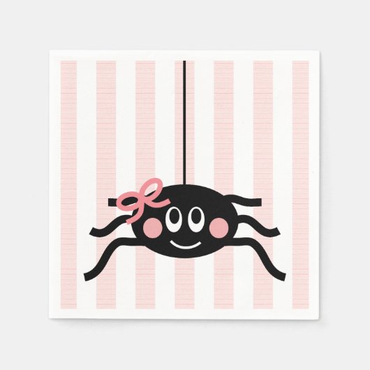 Spider met roze strik servetten (Voorkant)