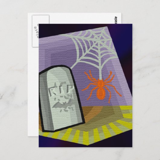 Spider met web- en RIP-teller Briefkaart (Voorkant / Achterkant)