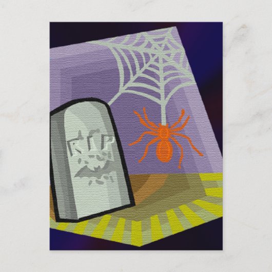 Spider met web- en RIP-teller Briefkaart (Voorkant)