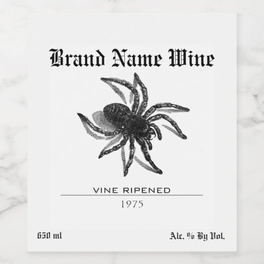 Spider minimalistisch griezelig Halloween Tarantul Wijn Etiket (Enkel label)