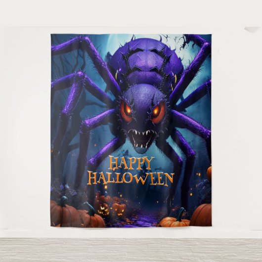 Spider Monster Halloween Achtergrond Wandkleed (Voorkant)