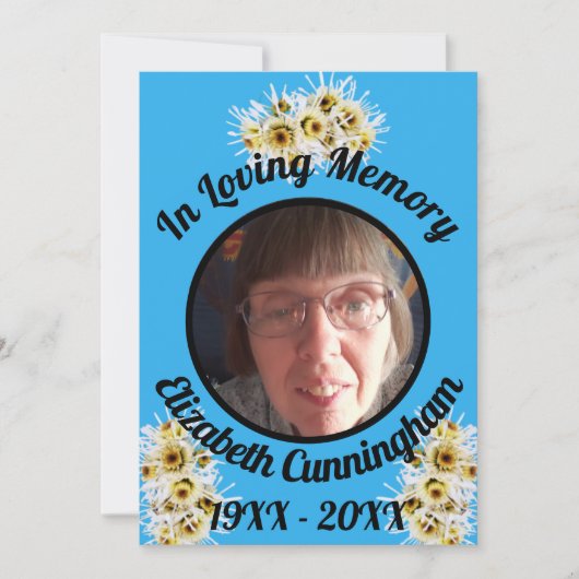 Spider Mums Photo Blue Memory Quote Memorial Kaart (Voorkant)