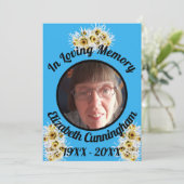 Spider Mums Photo Blue Memory Quote Memorial Kaart (Staand voorkant)