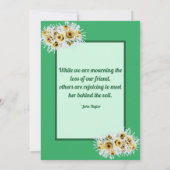 Spider Mums Photo Green Memory Quote Memorial Kaar (Achterkant)