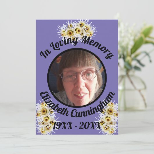 Spider Mums Photo Paars Memory Quote Memorial (Staand voorkant)