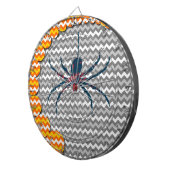 Spider op grijze Chevron Zigzag Pattern Dartbord (Voorkant Rechts)