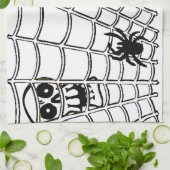 Spider op het web met Skull Halloween Kitchen Towe Theedoek (Gevouwen)