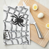 Spider op het web met Skull Halloween Kitchen Towe Theedoek (Quarter Fold)
