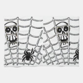 Spider op het web met Skull Halloween Kitchen Towe Theedoek (Horizontaal)