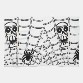 Spider op het web met Skull Halloween Kitchen Towe Theedoek