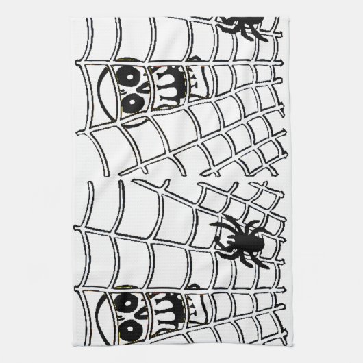 Spider op het web met Skull Halloween Kitchen Towe Theedoek (Verticaal)
