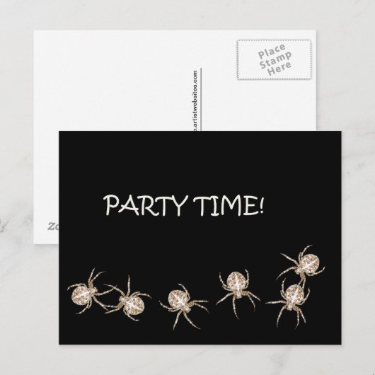 Spider Party Time Briefkaart (Voorkant / Achterkant)